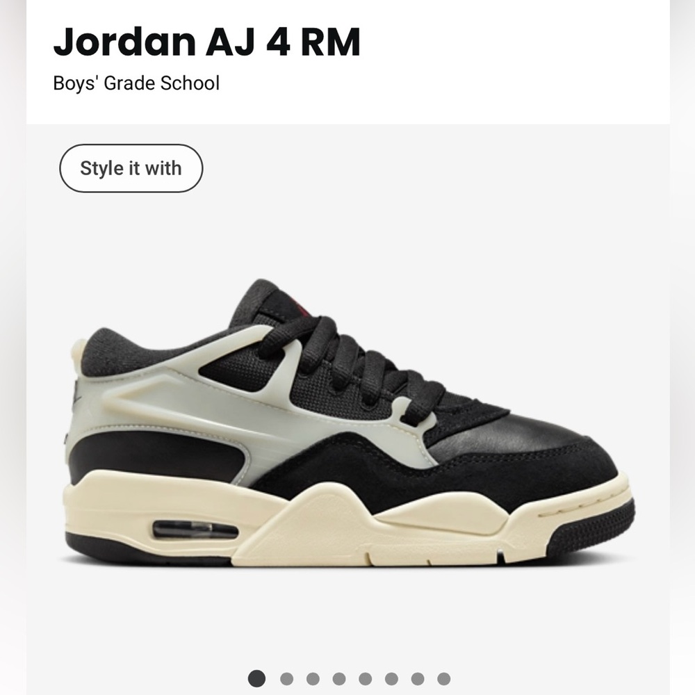 NWOT! Nike Air Jordan AJ 4 RM Kids' Black, Grey and Cream Sneakers